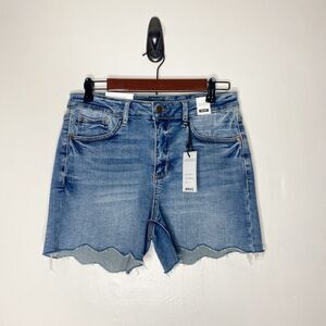 Judy Blue Mid Rise Paisley Bandanna Printed Denim Shorts Women’s Size Large